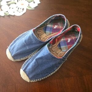 Ralph Lauren Polo Mens Size 10 Canvas Slip On Blue Shoes
